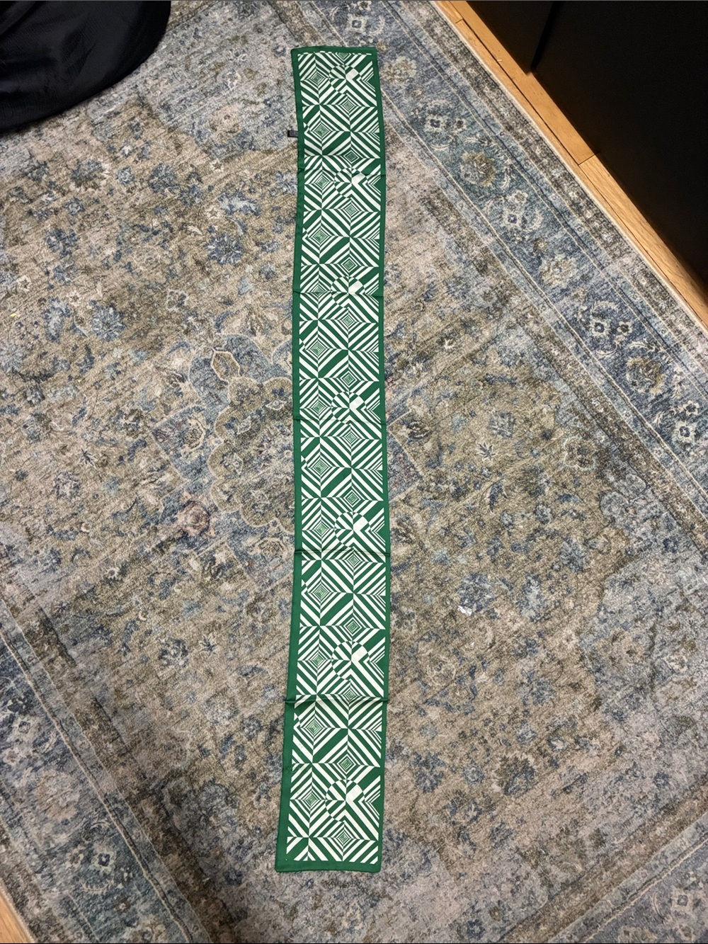 Green Geometric Silk Twillie Scarf